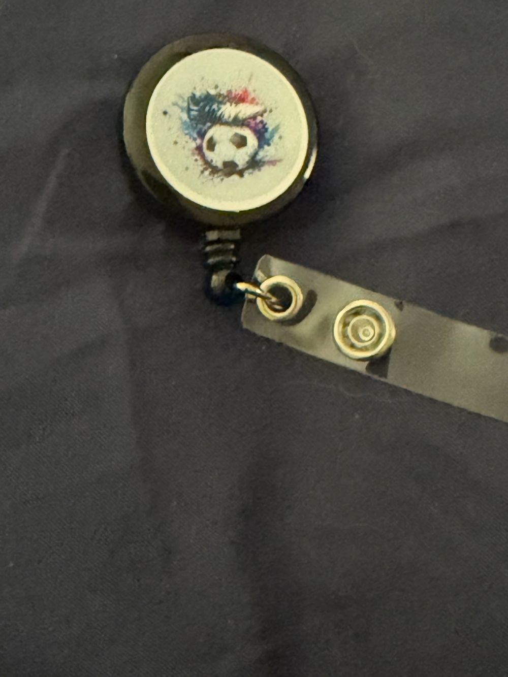 Black Soccer Badge Reel ID Holder - Unbranded